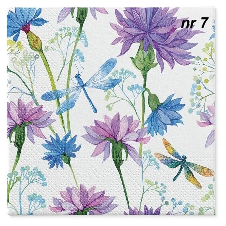 Flower with dragonfly servet 33x33cm