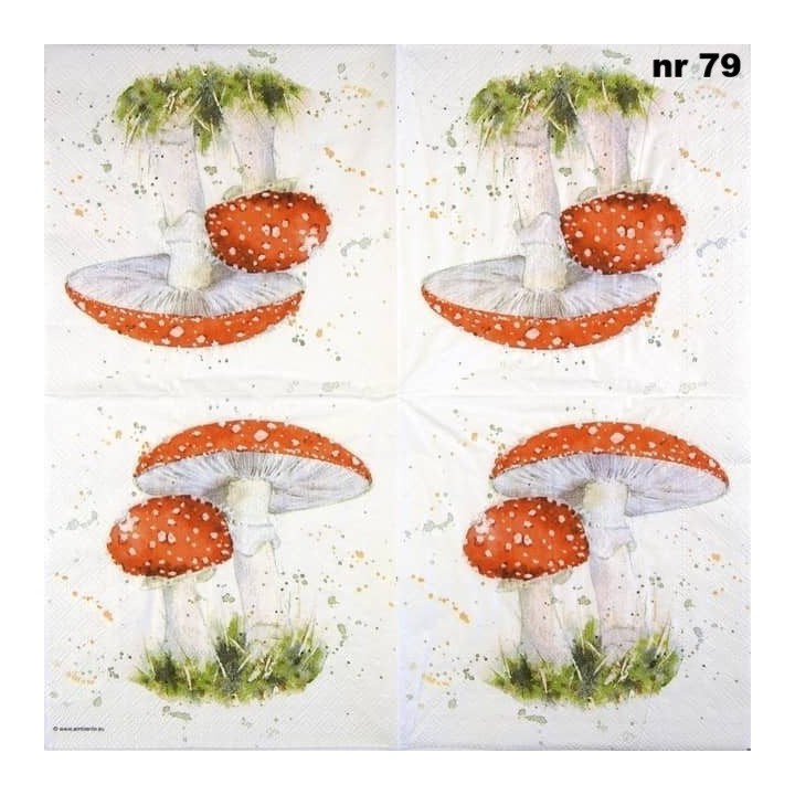 Painted fly agaric servet 33x33cm