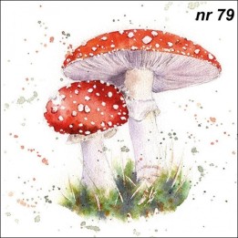 Painted fly agaric servet 33x33cm