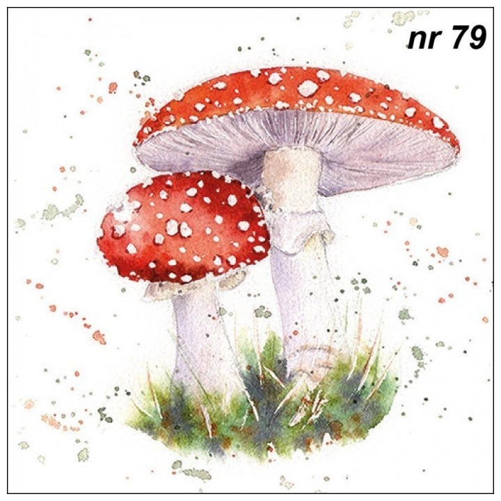 Painted fly agaric servet 33x33cm