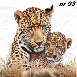 Leopard mum & cub servet 33x33cm