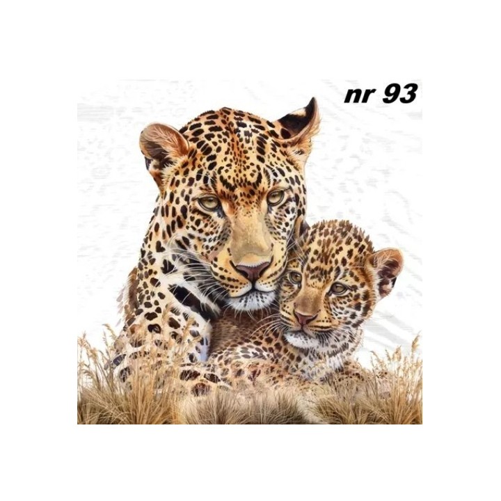 Leopard mum & cub servet 33x33cm
