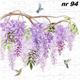 Wisteria & hummingbirds servet 33x33cm