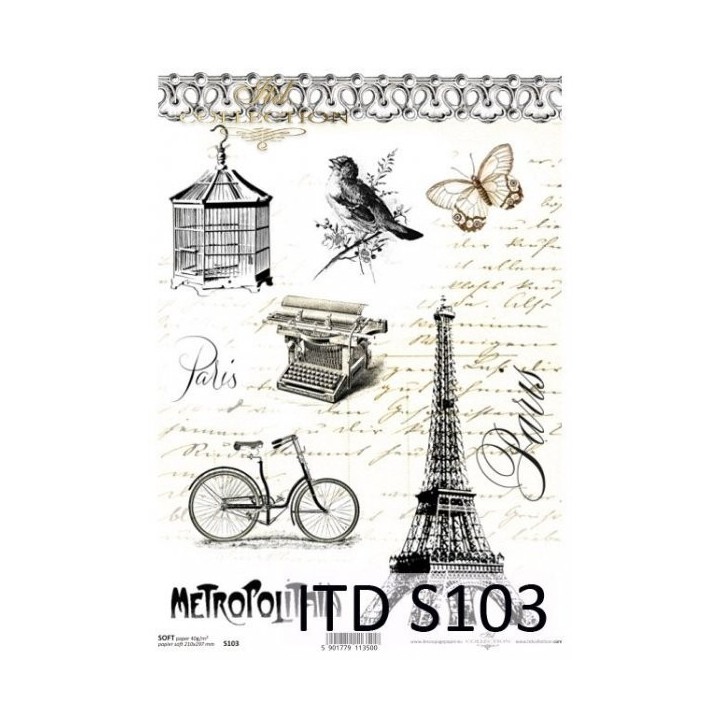 Decoupagepapier Soft ITD S0103