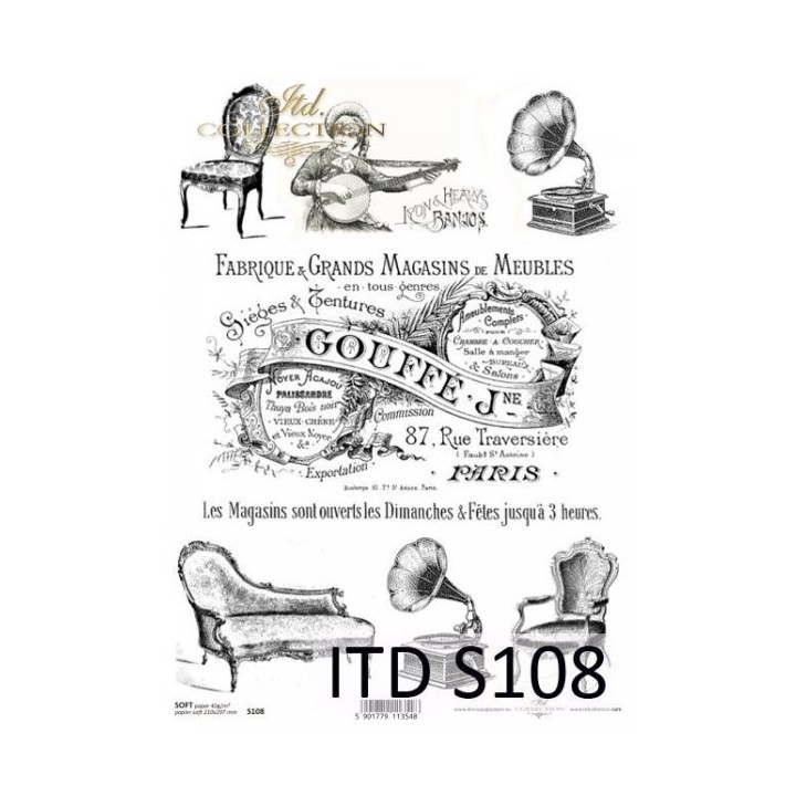 Decoupagepapier Soft ITD S0108