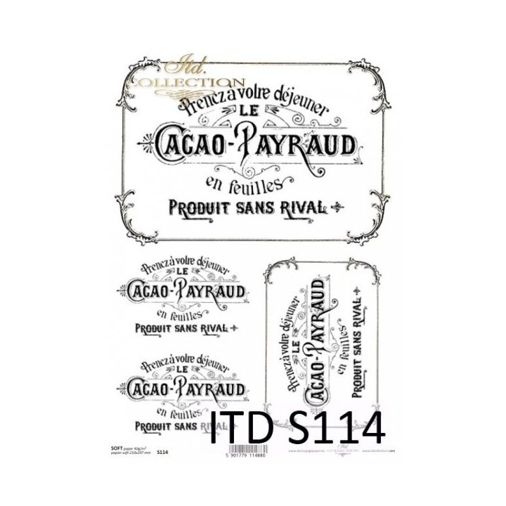 Decoupagepapier Soft ITD S0114
