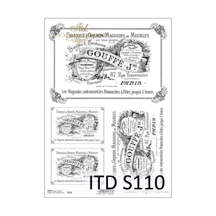 Decoupagepapier Soft ITD S0110