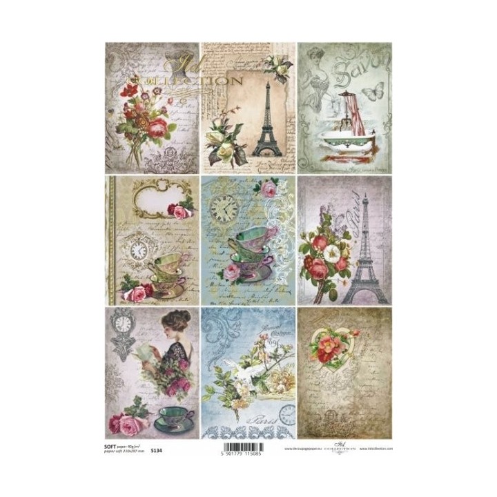 Decoupagepapier Soft ITD S0134