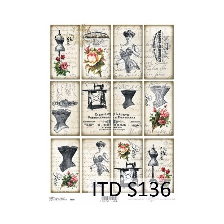Decoupagepapier Soft ITD S0136