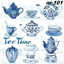 Tea moments blue servet 33x33cm