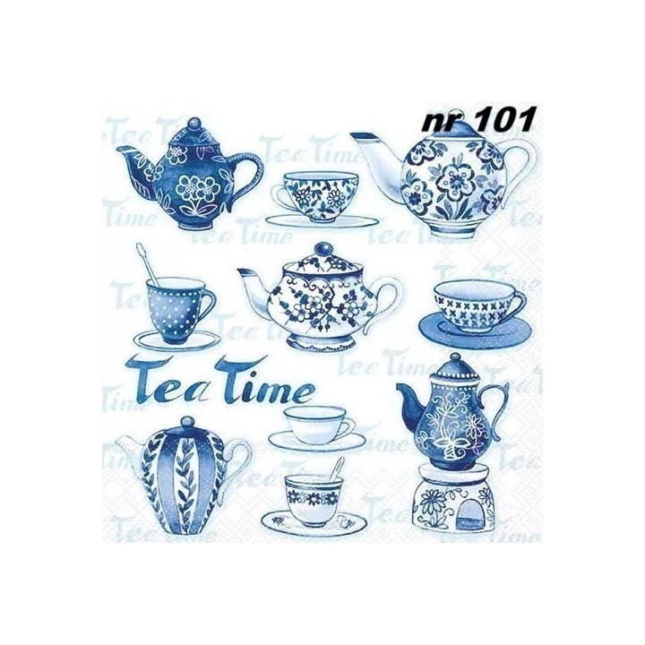 Tea moments blue servet 33x33cm