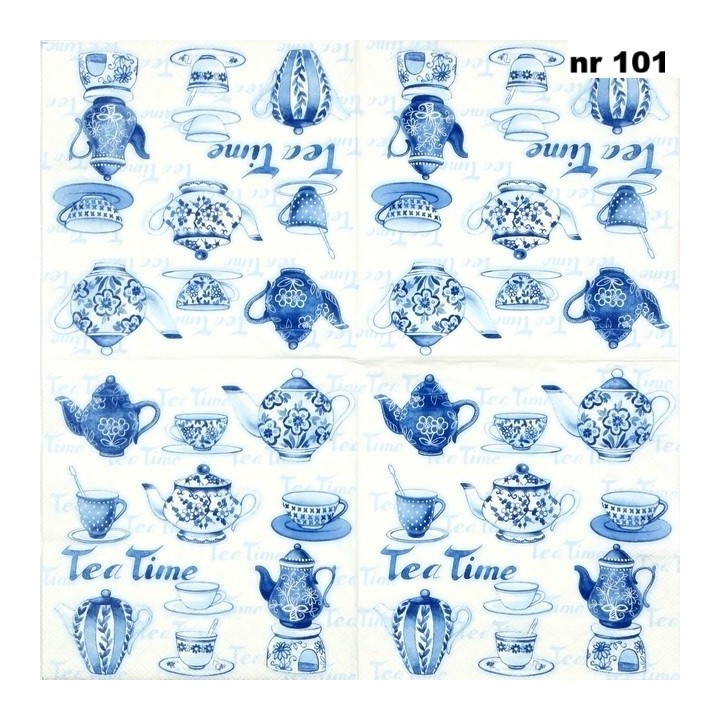 Tea moments blue servet 33x33cm