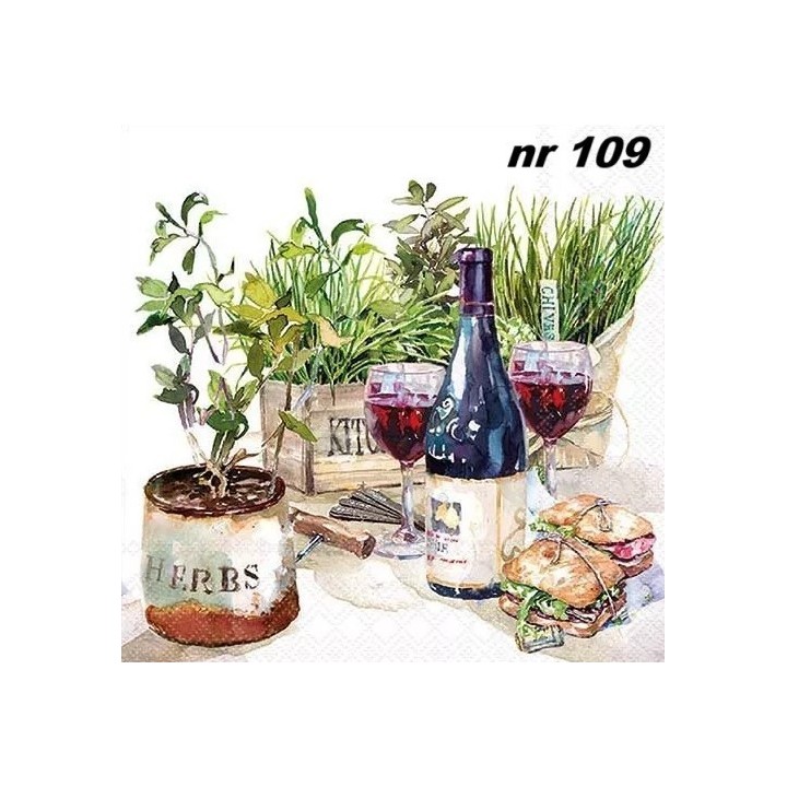 Wine & herbs servet 33x33cm