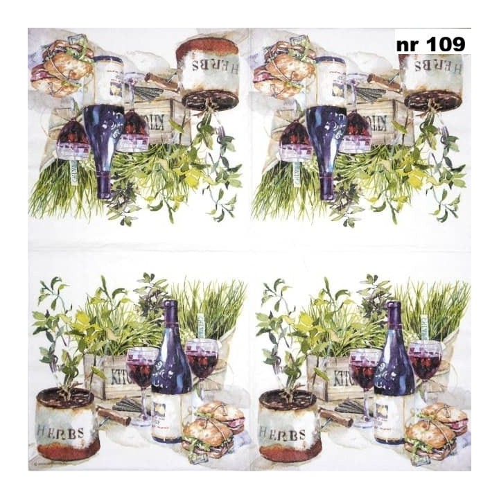 Wine & herbs servet 33x33cm