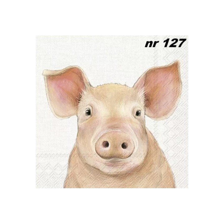 FARM PIG cream servet 33x33cm