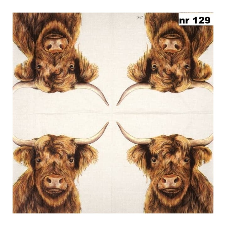 Farm highland cattle cream servet 33x33cm