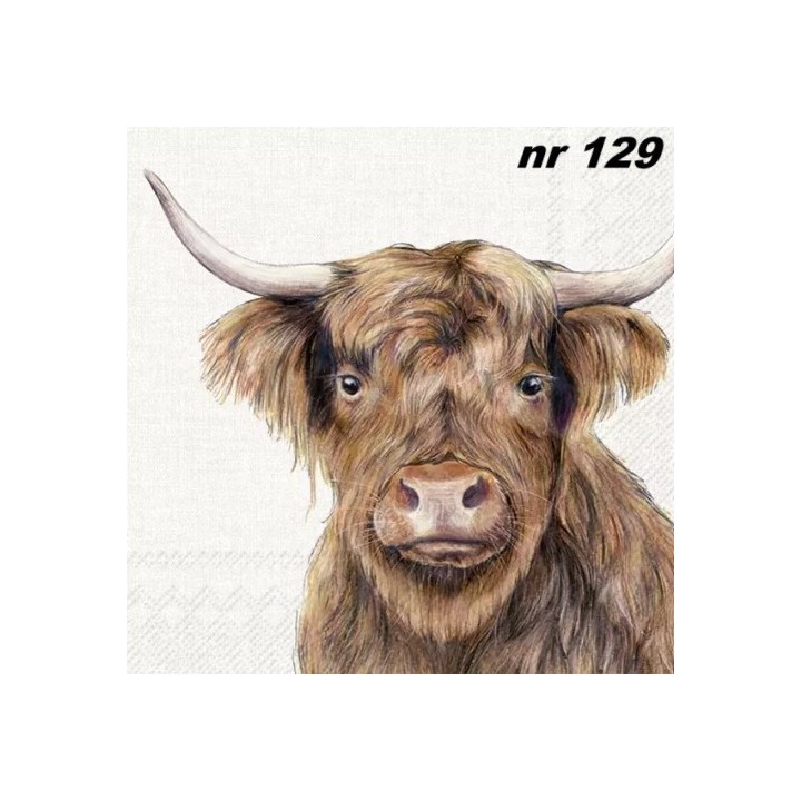 Farm highland cattle cream servet 33x33cm