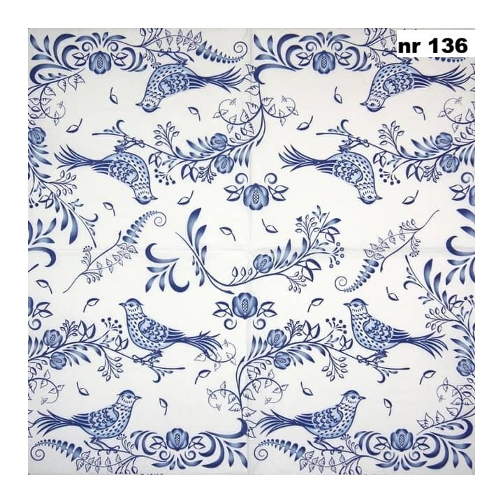 Porcelain bird servet 33x33cm