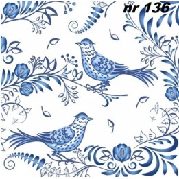 Porcelain bird servet 33x33cm