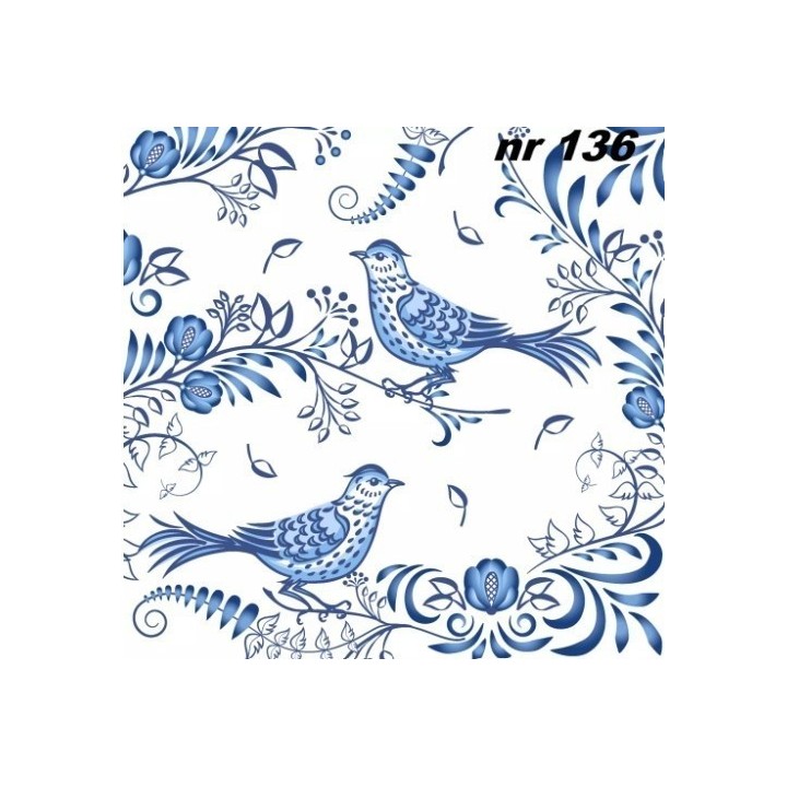 Porcelain bird servet 33x33cm