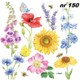 Flowers & bees servet 33x33cm