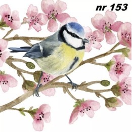 Blue tits in spring branches servet 33x33cm