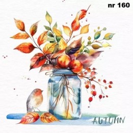 Bird on autumn bouquet servet 33x33cm