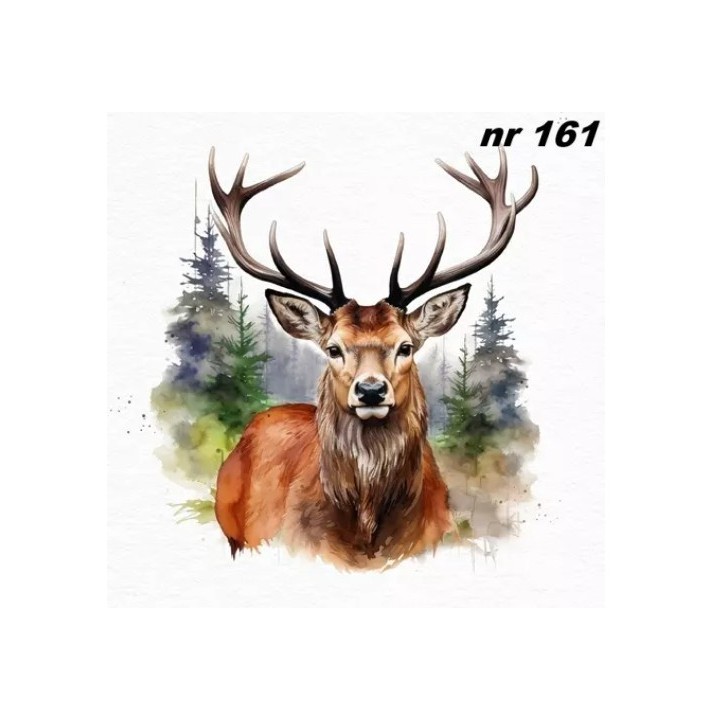 Deer in front of forest servet 33x33cm