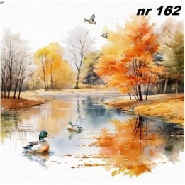 Mallard ducks at autumn pond servet 33x33cm