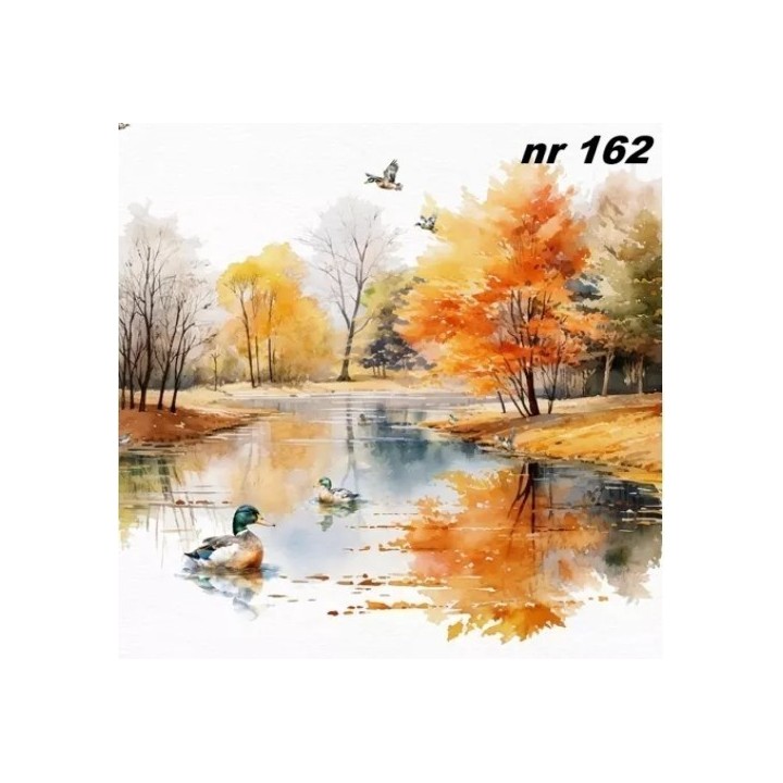 Mallard ducks at autumn pond servet 33x33cm