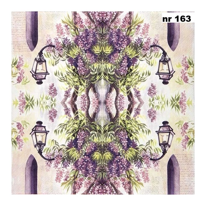 Lantern among wisteria bloom servet 33x33cm