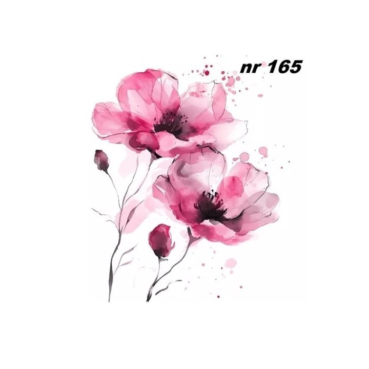 Pink flowers in watercolours servet 33x33cm