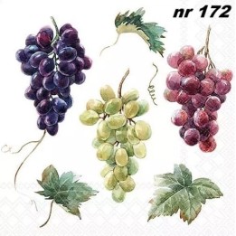 Wine grapes on white servet 33x33cm