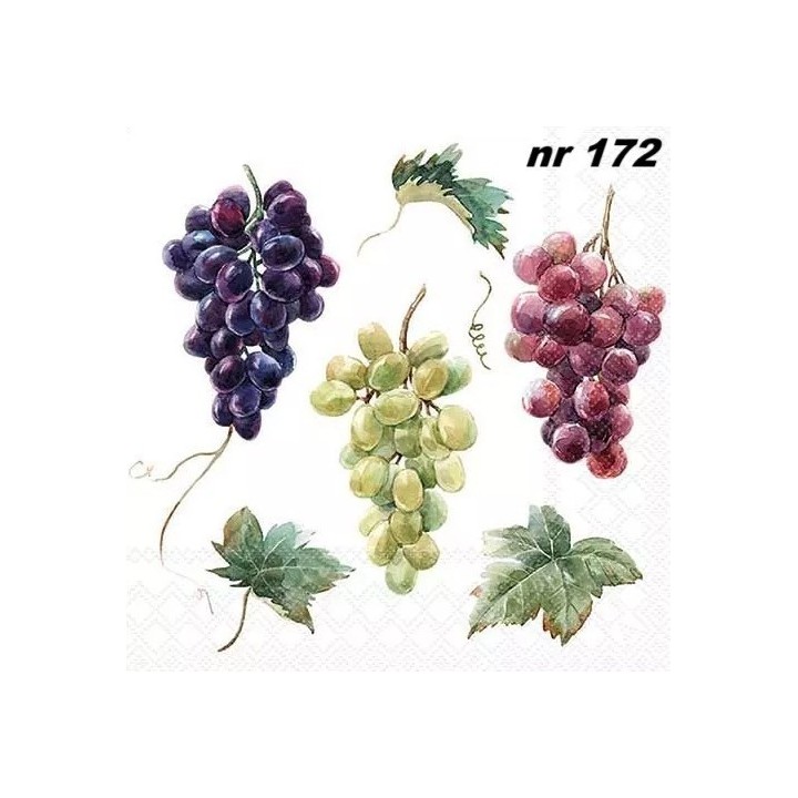 Wine grapes on white servet 33x33cm
