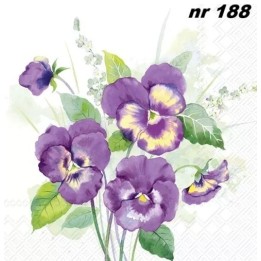 Pansies bouquet purple servet 33x33cm