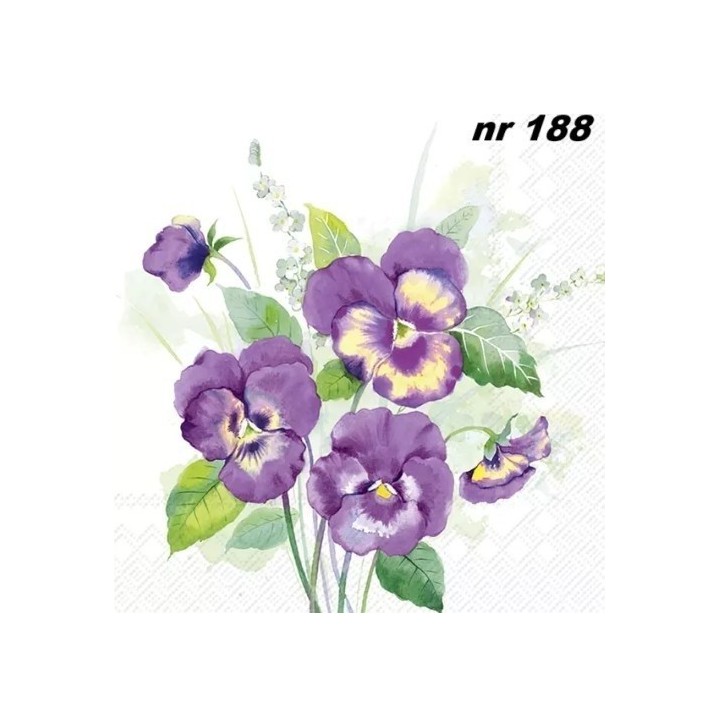 Pansies bouquet purple servet 33x33cm