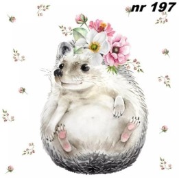 Sweet hedgehog with flowers servet 33x33cm