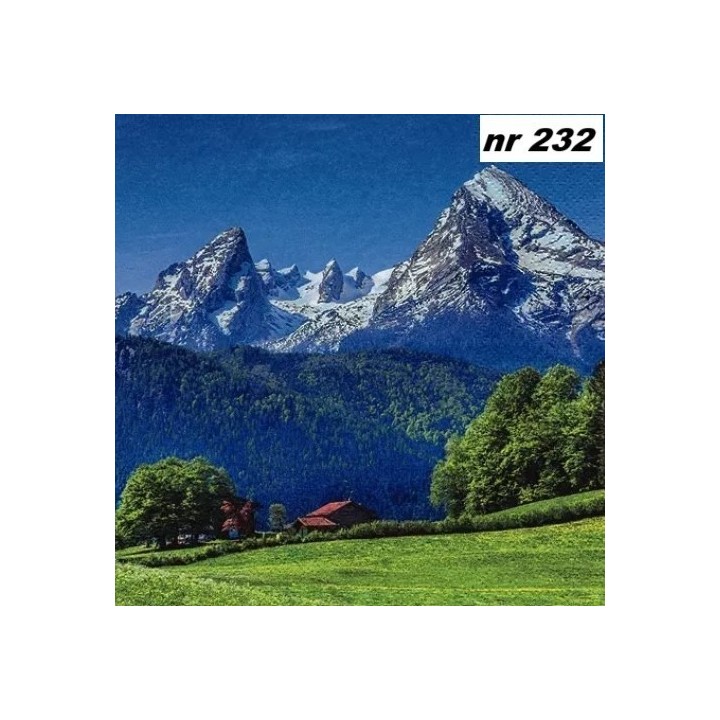 Landscape in the alps servet 33x33cm