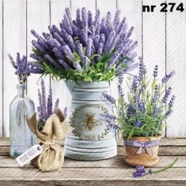 Lavender in bucket servet 33x33cm