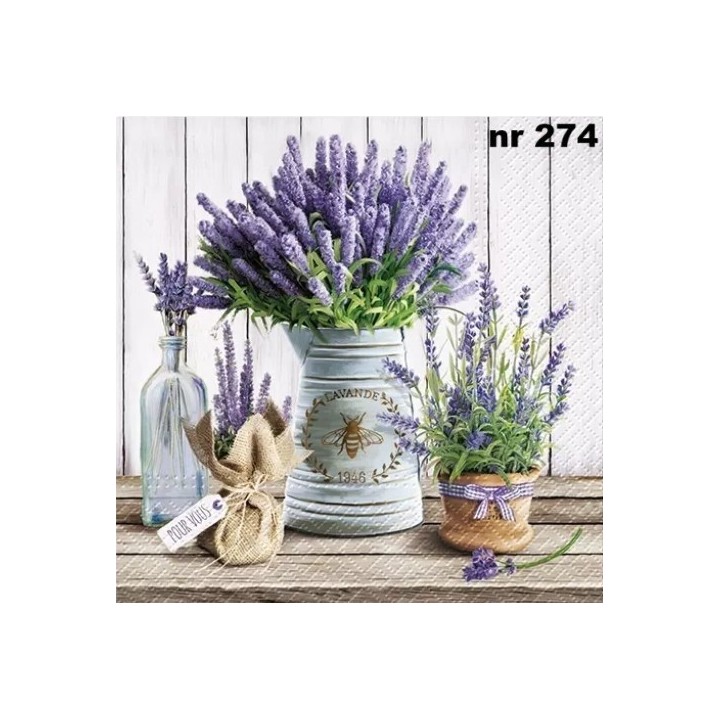 Lavender in bucket servet 33x33cm