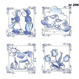 Delftsblauwe tegeltjes servet 33x33cm / 2 stuks