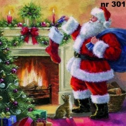 Santa placing present servet 33x33cm