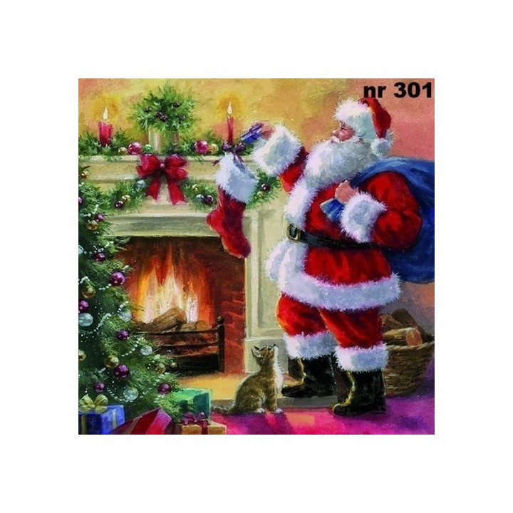 Santa placing present servet 33x33cm