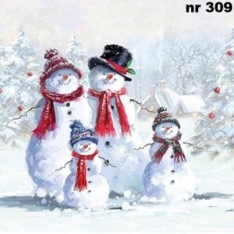 Snowman with hat servet 33x33cm