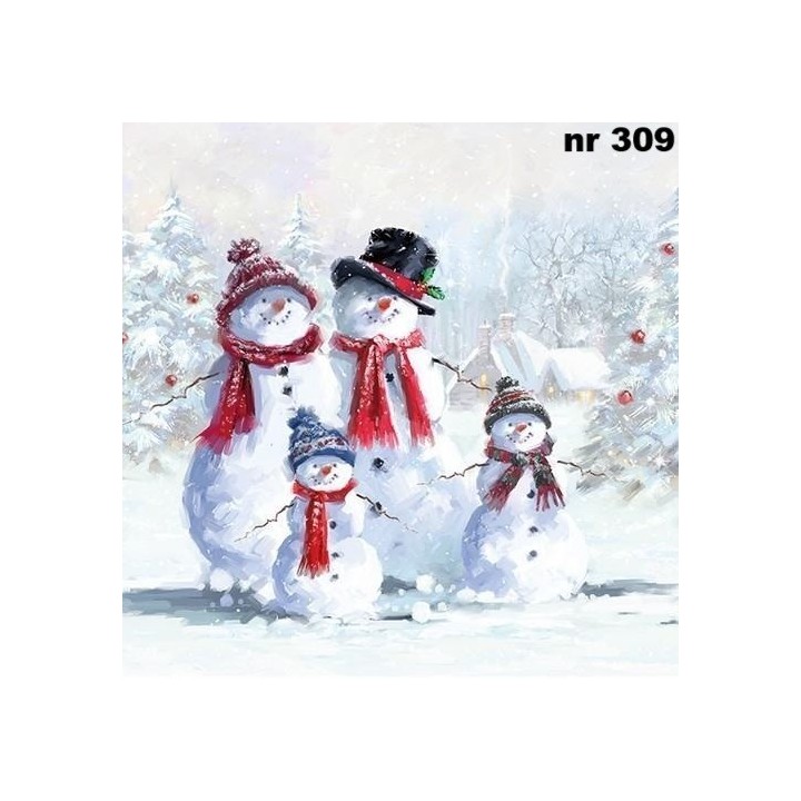 Snowman with hat servet 33x33cm