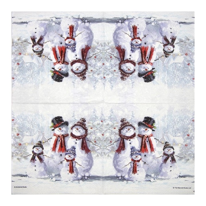 Snowman with hat servet 33x33cm
