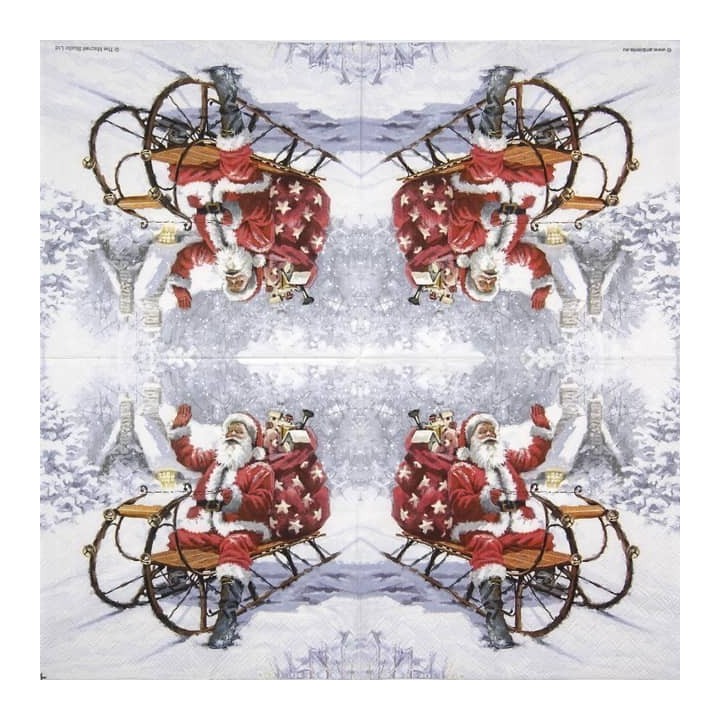 Santa on sledge servet 33x33cm