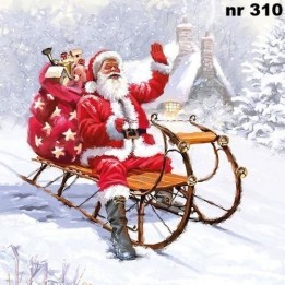 Santa on sledge servet 33x33cm