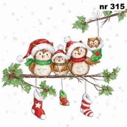 Owl family servet 33x33cm