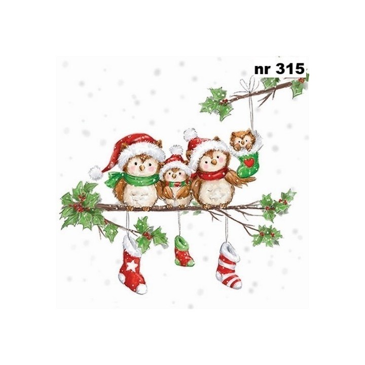 Owl family servet 33x33cm